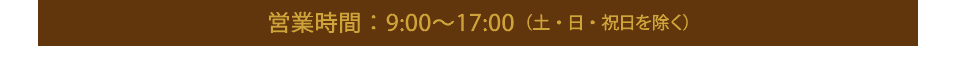 営業時間9時から17時（土日祝を除く）